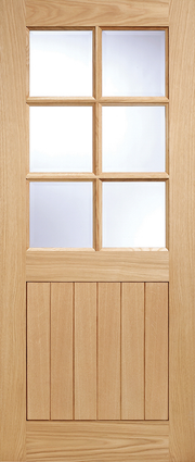Oak wood door with glass panels
