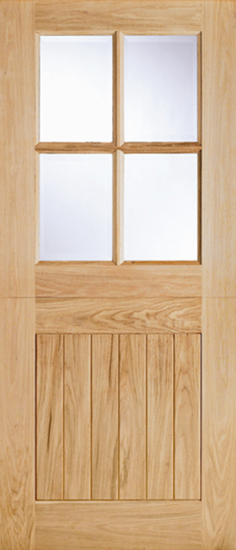Oak wood door with glass panels
