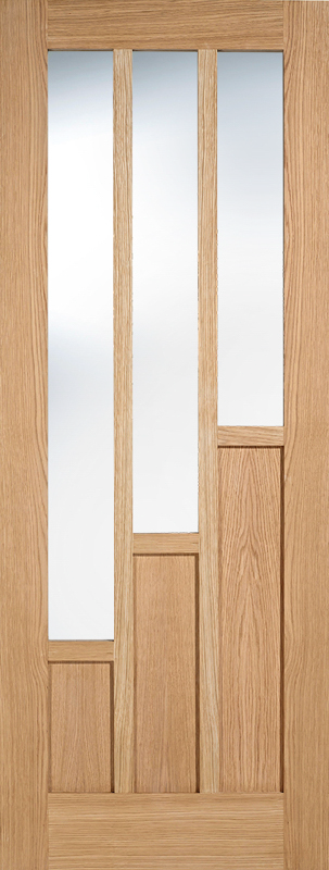 Wooden door with glass panels