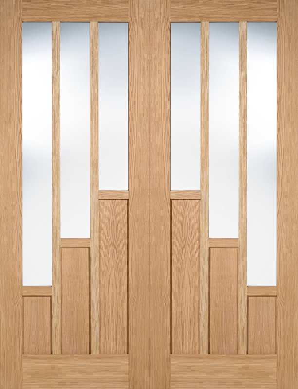 OAK COVENTRY GLAZED 3L PREFINISHED INTERNAL DOOR PAIR