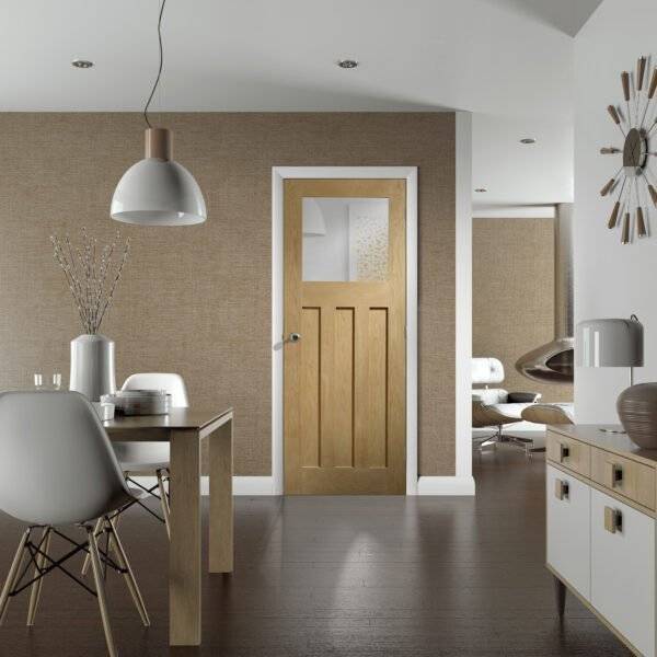 INTERNAL OAK DX DOOR WITH OBSCURE GLASS