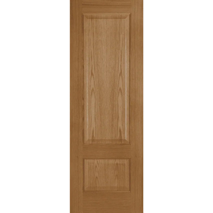 Wooden door with two panels on a white background