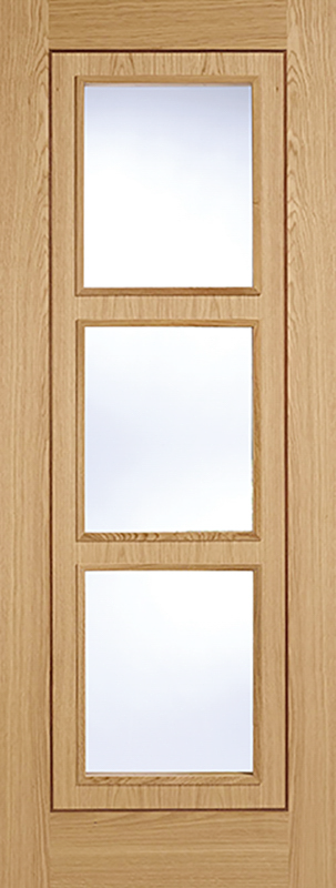 Wooden door with glass panels