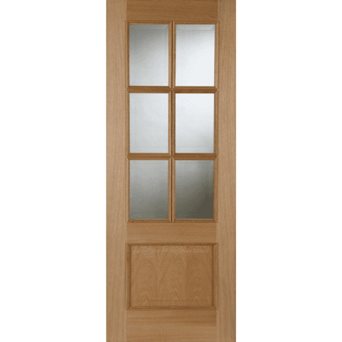 OAK IRIS 6 LIGHT CLEAR GLAZED RAISED MOULD UNFINISHED INTERNAL FIRE DOOR