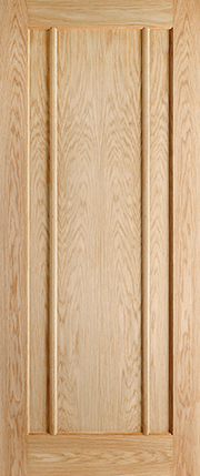 Close-up of a wooden door with a panel design