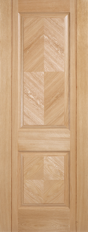 Wooden door with a chevron pattern