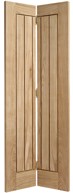 Wooden bi-fold door on a white background