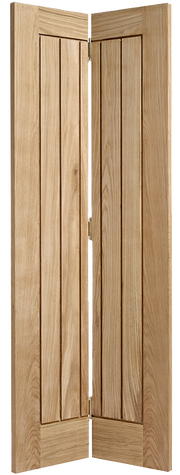 Wooden bi-fold door on a white background