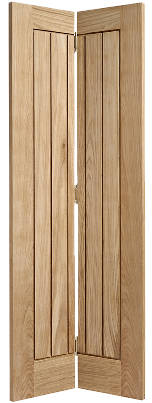 Wooden bi-fold door on a white background