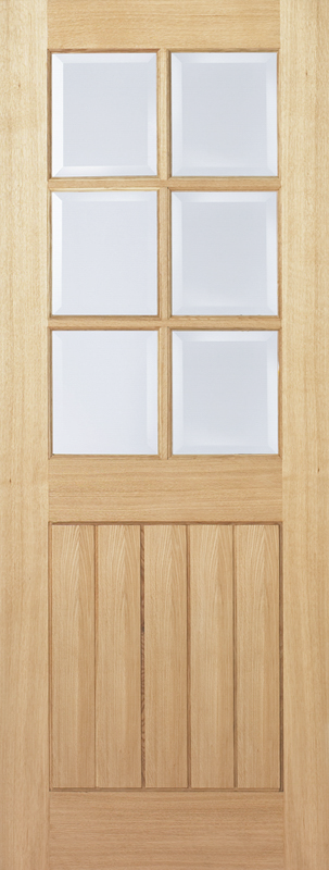 Wooden door with glass panels
