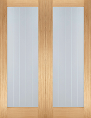 Wooden door with glass panels