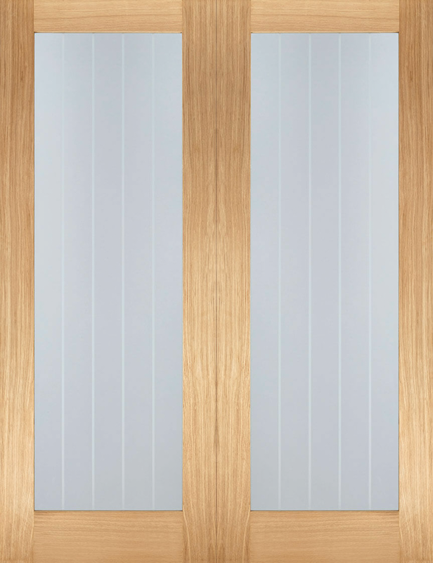 Wooden door with glass panels