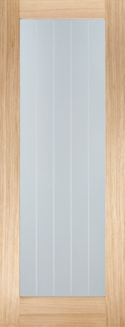 Wooden door with a glass panel