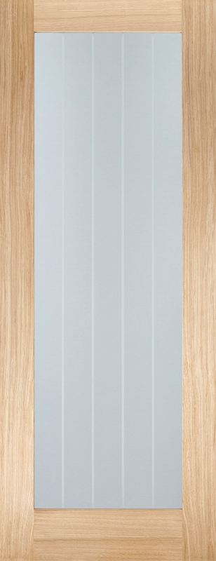 Wooden door with a glass panel
