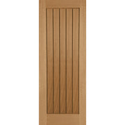 Wooden door with vertical slats on a white background