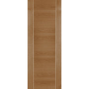Wooden door with a light brown finish on a white background