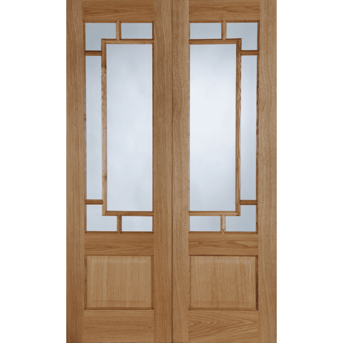 OAK ORIENT CLEAR GLAZED REBATED PAIR RHPO PREFINISHED INTERNAL DOOR