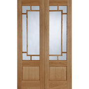 OAK ORIENT CLEAR GLAZED REBATED PAIR RHPO PREFINISHED INTERNAL DOOR