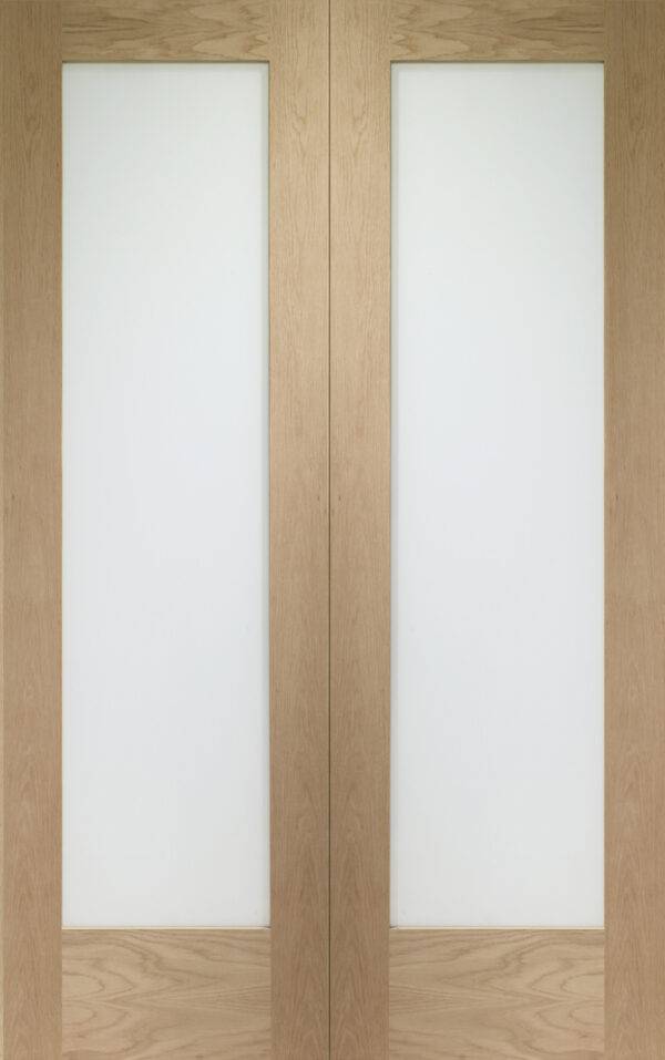 INTERNAL OAK PATTERN 10 DOOR PAIR WITH CLEAR GLASS