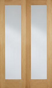 Wooden door with glass panels