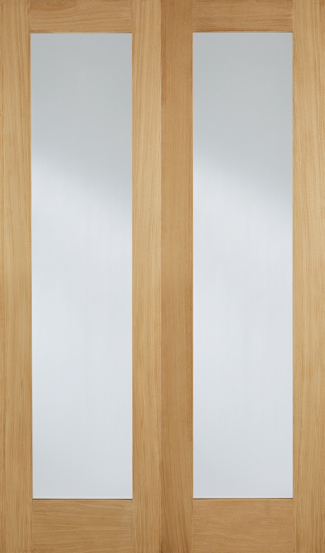 Wooden door with glass panels