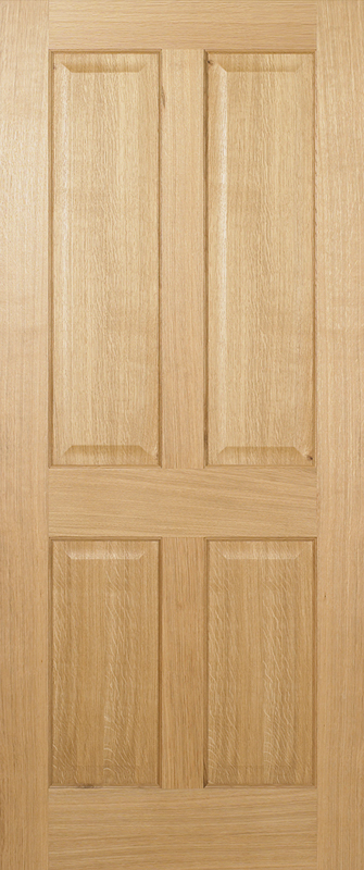 Oak wood door with a paneled design