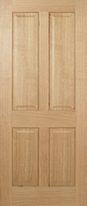 Wooden door with four rectangular panels