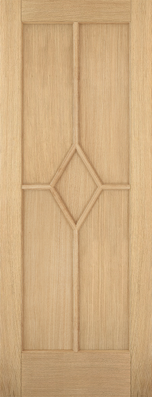 Wooden door panel with geometric design