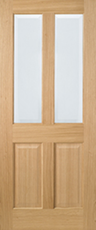 Wooden door with glass panels