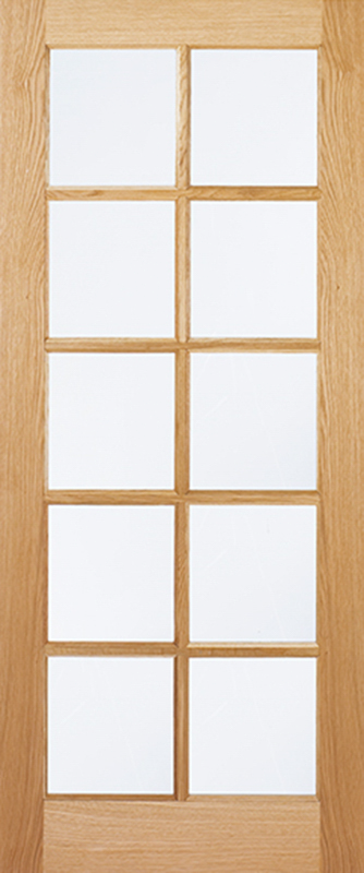 Wooden door with glass panels
