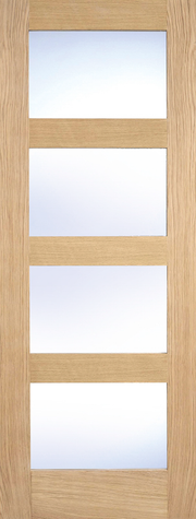 Wooden door with glass panels