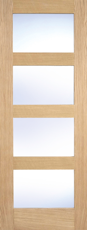 Wooden door with glass panels