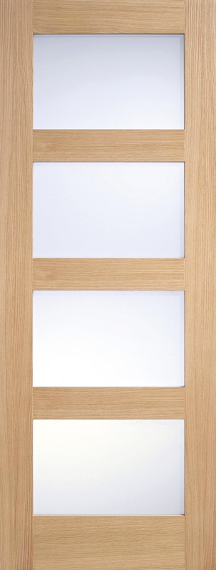Wooden door with glass panels
