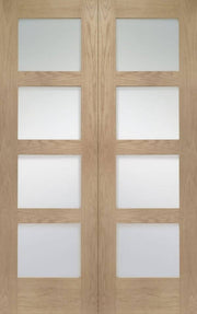 INTERNAL OAK SHAKER DOOR PAIR WITH CLEAR GLASS