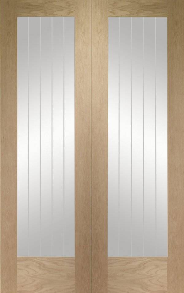 INTERNAL OAK SUFFOLK PATTERN 10 PAIR WITH CLEAR ETCHED GLASS