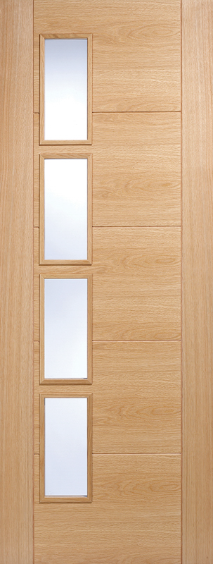 OAK VANCOUVER GLAZED 4L CLEAR GLASS OFFSET PREFINISHED INTERNAL DOOR