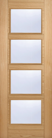 Wooden door with four glass panels