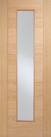 Wooden door with a glass panel