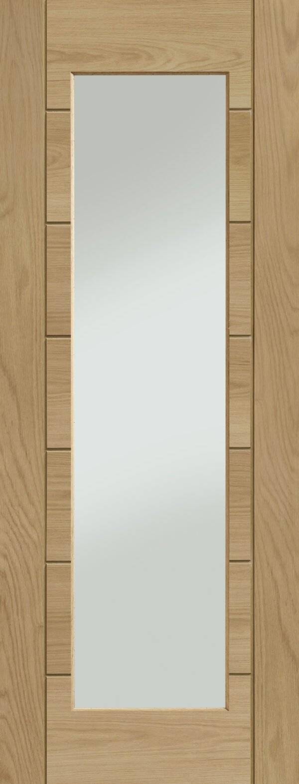 Wooden door with a glass panel
