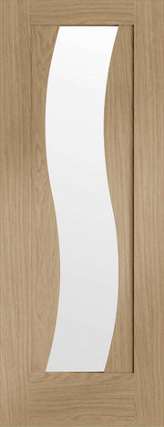 Wooden door with a glass panel