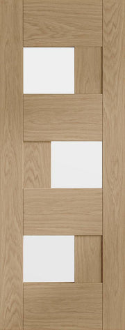 Wooden door with glass panels