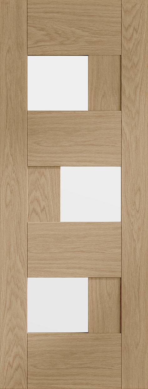 Wooden door with glass panels