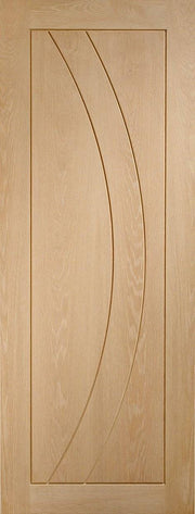 Wooden door with a simple design on a beige background
