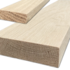 Two wooden planks lying flat on a neutral background