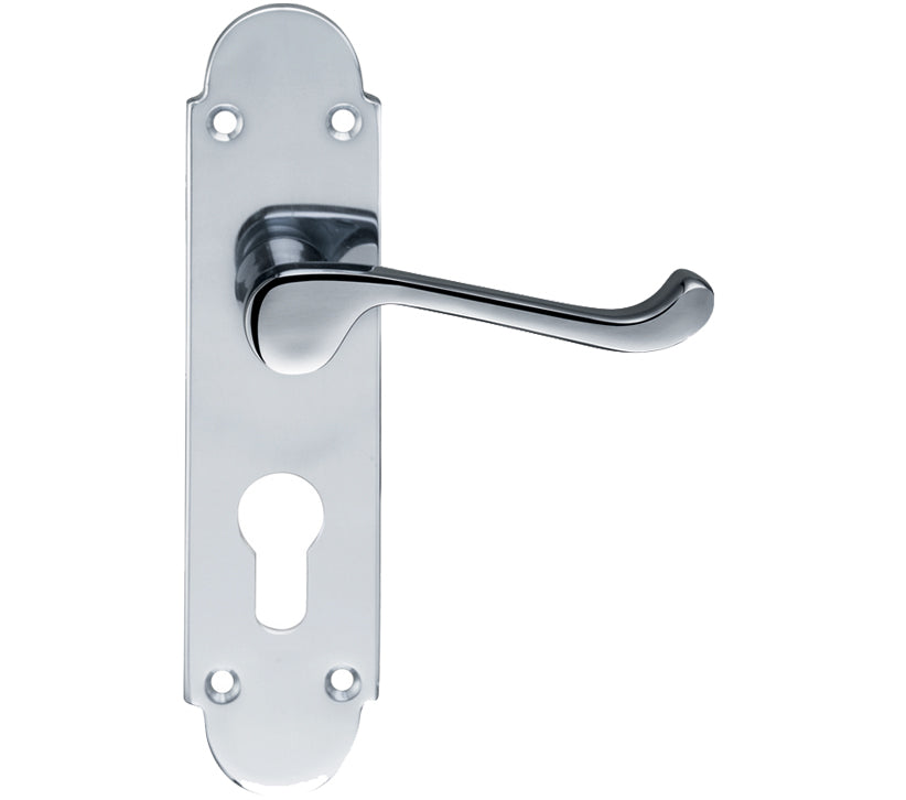 ZOO HARDWARE PROJECT RANGE OXFORD DOOR HANDLES ON BACKPLATE, POLISHED CHROME - (SOLD IN PAIRS)
