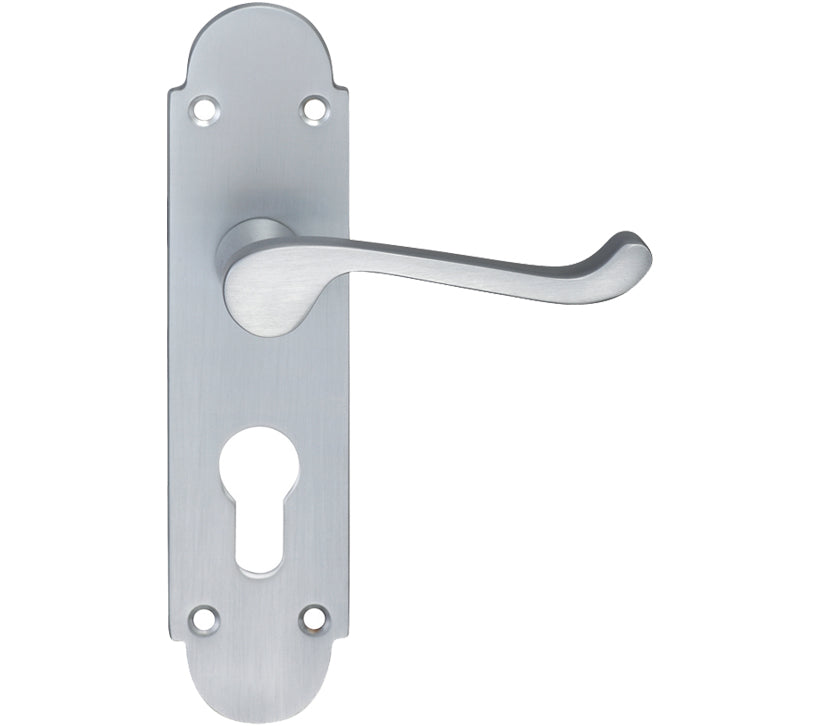 ZOO HARDWARE PROJECT RANGE OXFORD DOOR HANDLES ON BACKPLATE, SATIN CHROME - (SOLD IN PAIRS)