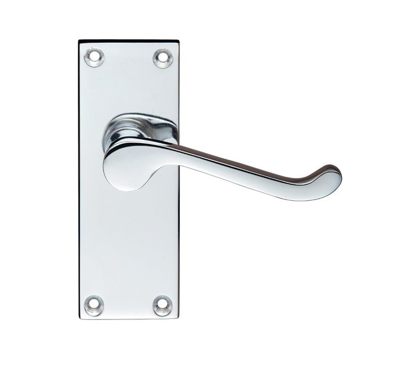 Chrome door handle on a white background