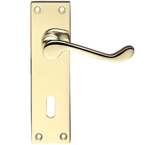 ZOO HARDWARE PROJECT RANGE VICTORIAN SCROLL DOOR HANDLES ON BACKPLATE, ELECTRO BRASS - (SOLD IN PAIRS)