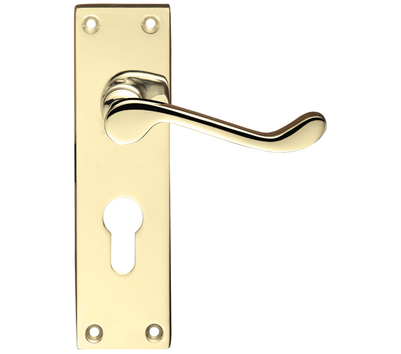 ZOO HARDWARE PROJECT RANGE VICTORIAN SCROLL DOOR HANDLES ON BACKPLATE, ELECTRO BRASS - (SOLD IN PAIRS)