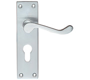 ZOO HARDWARE PROJECT RANGE VICTORIAN SCROLL DOOR HANDLES ON BACKPLATE, SATIN CHROME - (SOLD IN PAIRS)